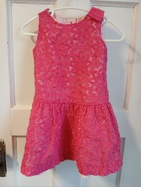 12-18m Baby Toddler Dress Pink Flower Embrodery Style Flowers Floral Print